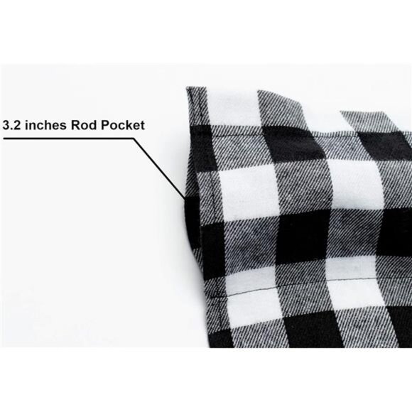 2 Pack Buffalo Check Plaid Window Valances White and Black Farmhouse Design - Picture 3 of 7